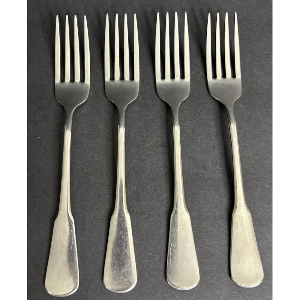 4 Oneida Colonial Boston Minute Man Dinner Forks SSS 7 1/4